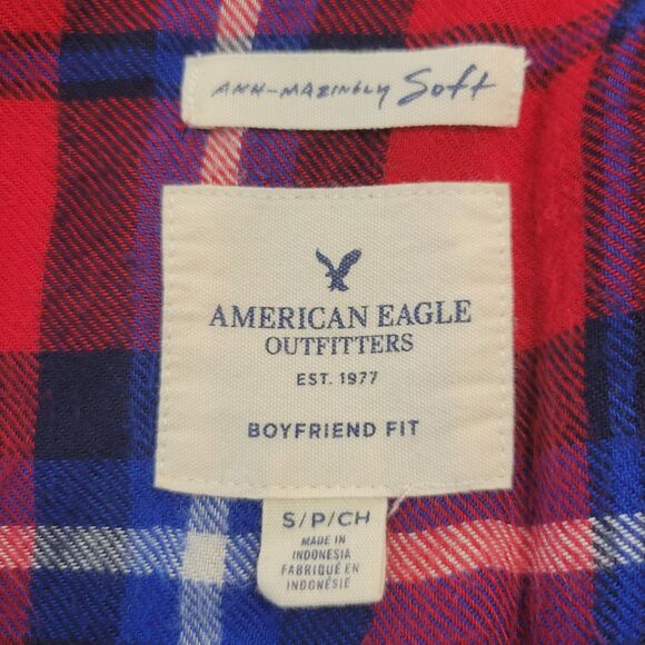 American Eagle Outfitters Ahh-mazingly Soft boyfriend fit plaid shirt size small - Picture 3 of 7